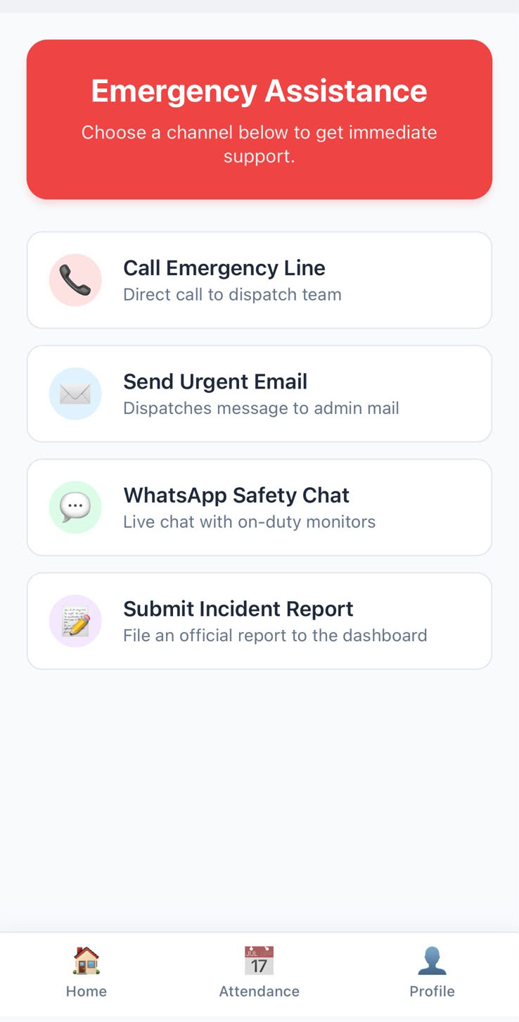 Attensure Mobile App Navigation Menu Layout